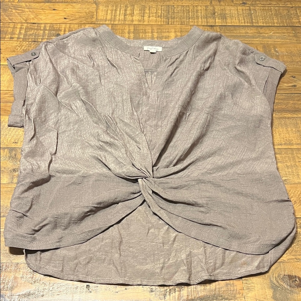 Lily White Twist Front Blouse - Taupe
